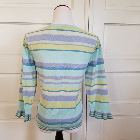 Axcess Long Sleeve Pastel Striped Sweater Tee - Picture 4 of 8